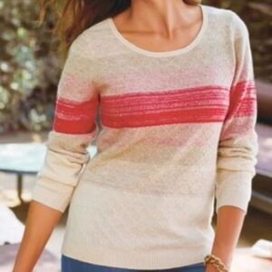 Soft Surroundings Pink & Cream Apollonia Cashmere Striped Sweater Size 1X